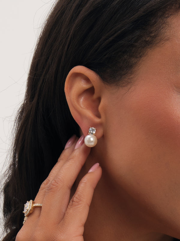 Jon Richard Gold Plated And Crystal Pearl Drop Earrings