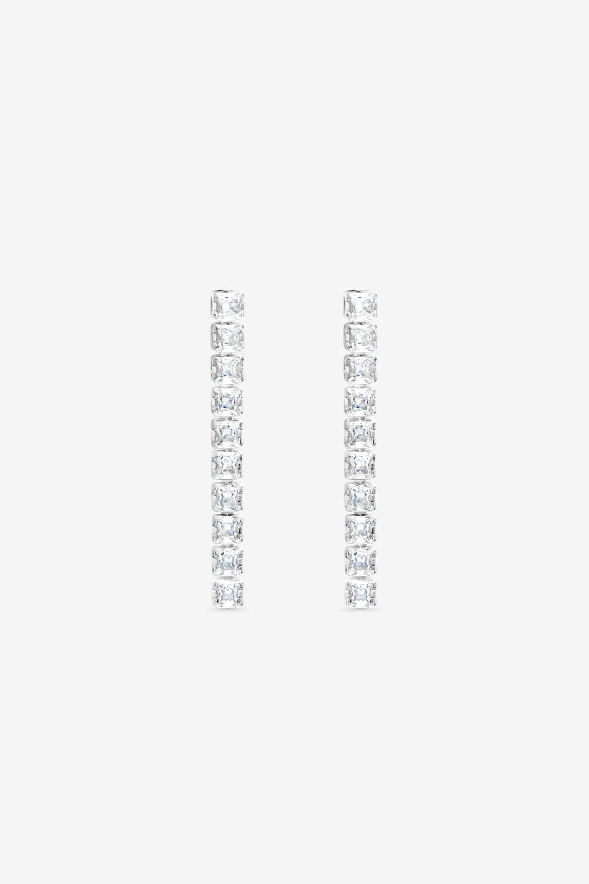 Jon Richard Rhodium Plated And Crystal Drop Earrings