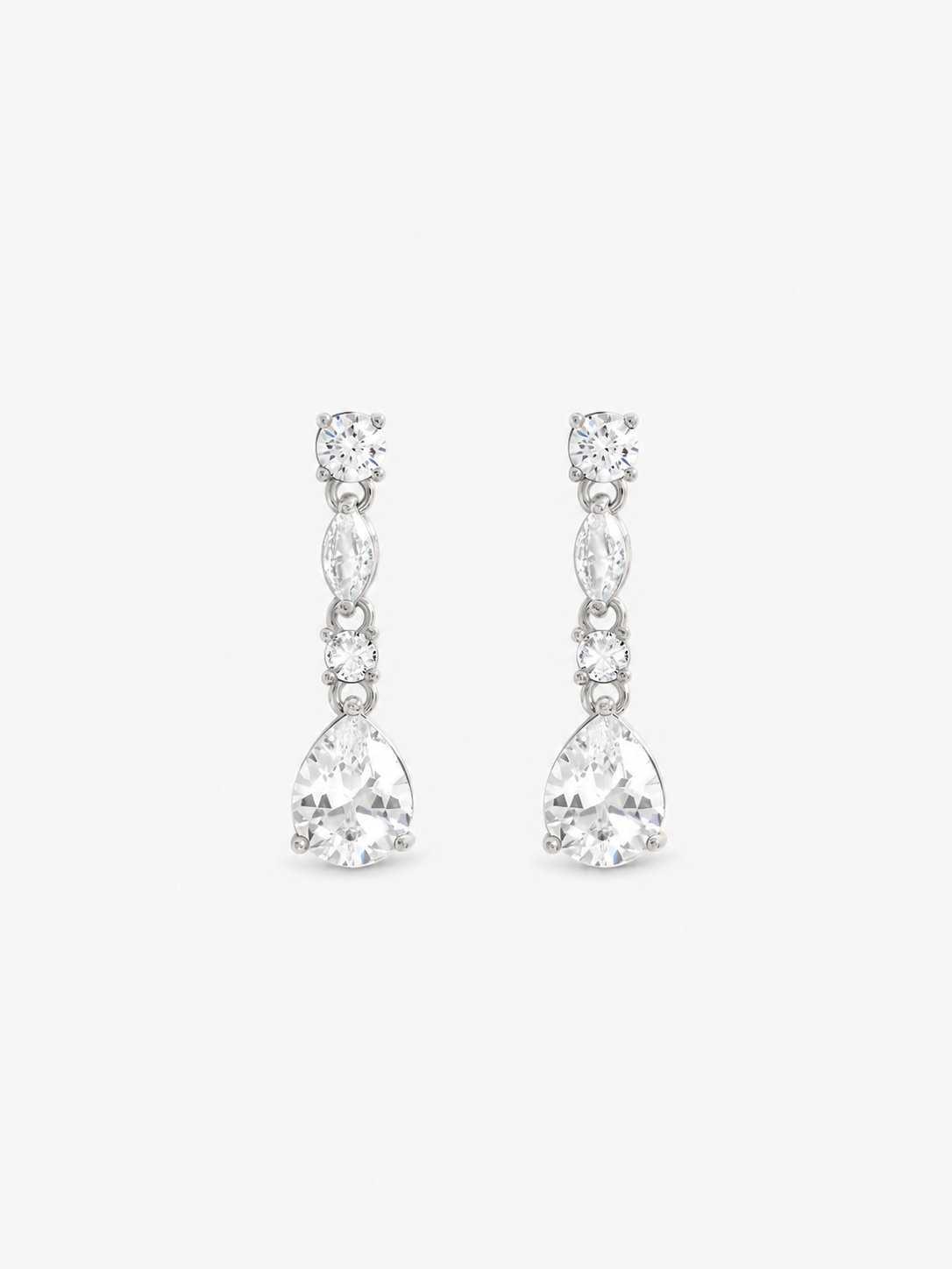 Jon Richard Rhodium Plated And Crystal Drop Earrings