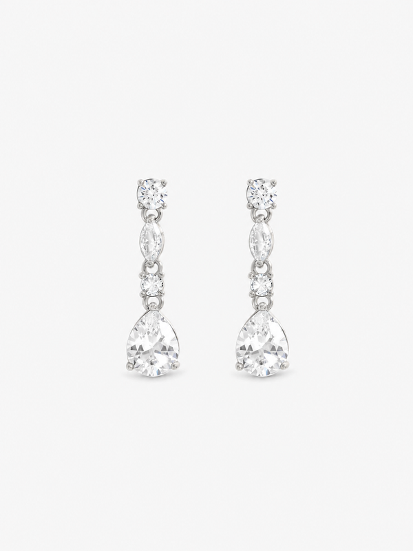 Jon Richard Rhodium Plated And Crystal Drop Earrings