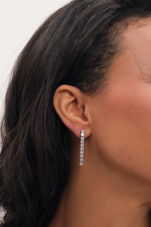 Jon Richard Rhodium Plated Crystal Drop Earrings