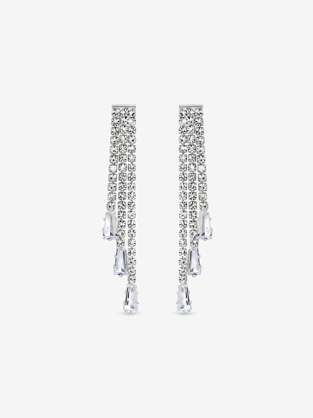 Jon Richard Rhodium Plated Multi Drop Crystal Earrings