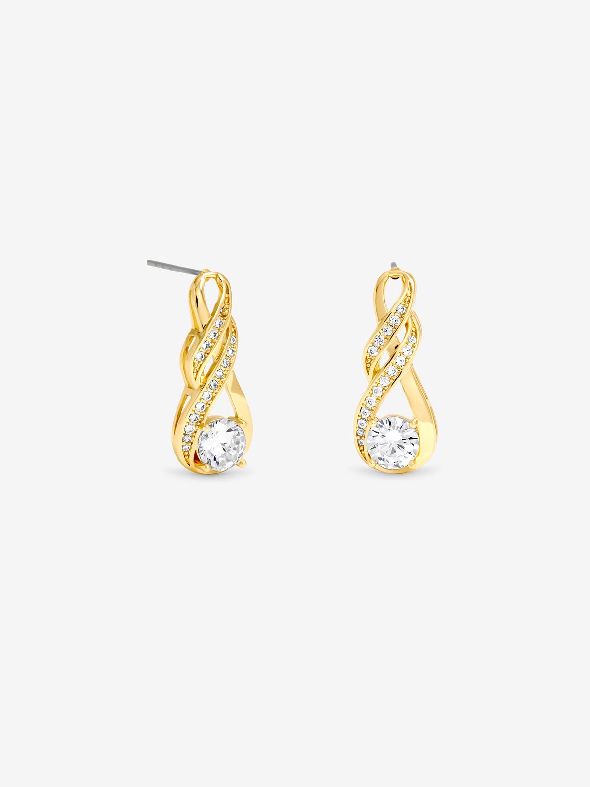 Jon Richard Gold Plated And Crystal Infinity Knot Earrings