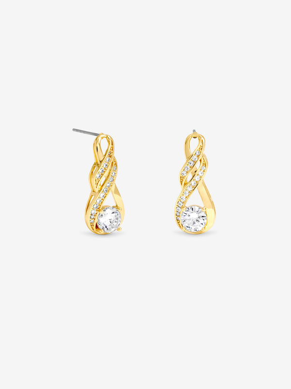 Jon Richard Gold Plated And Crystal Infinity Knot Earrings