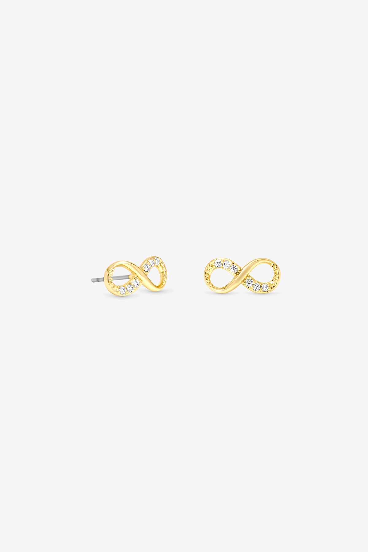 Burgundy Xmas Cracker - Gold Infinity Stud Earrings