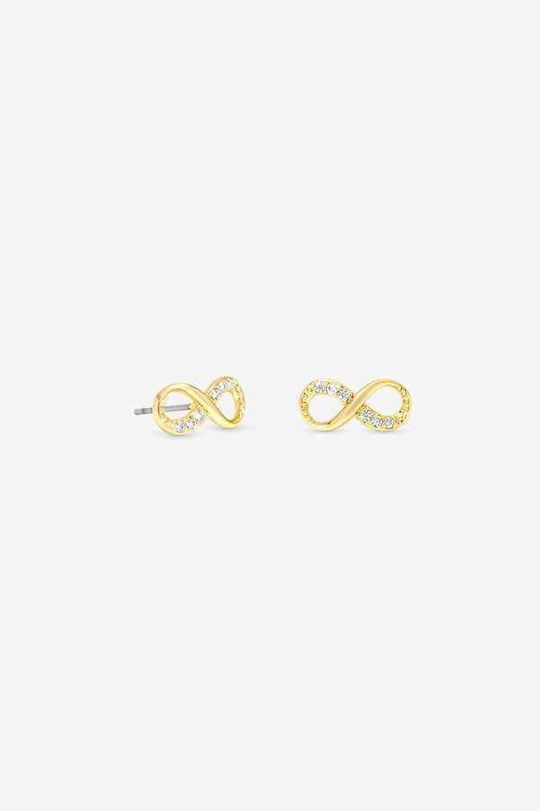 Burgundy Xmas Cracker - Gold Infinity Stud Earrings