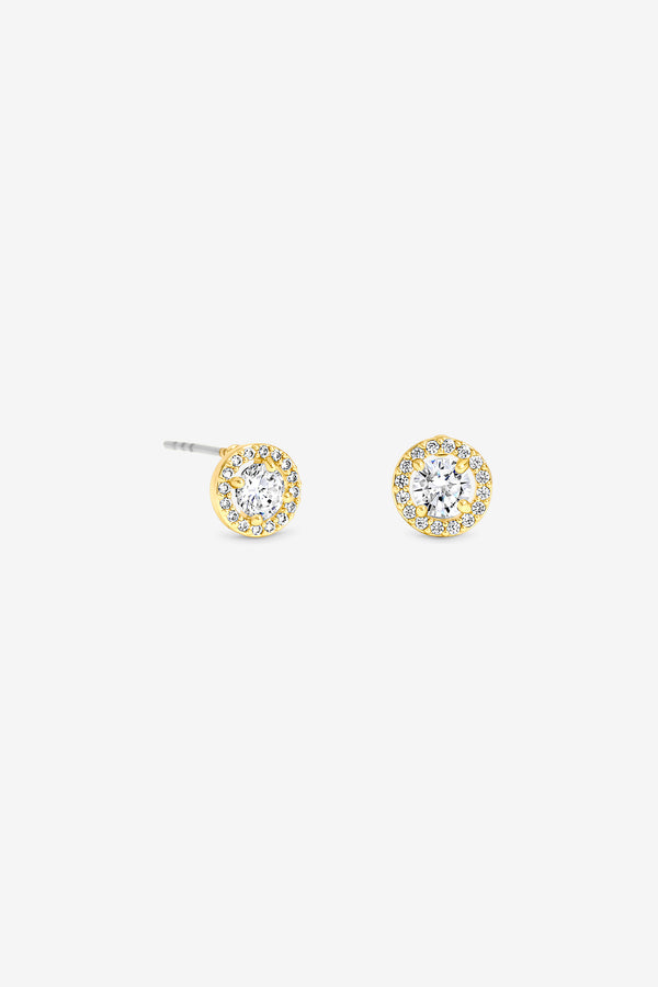 Burgundy Xmas Cracker - Gold Halo Stud Earrings