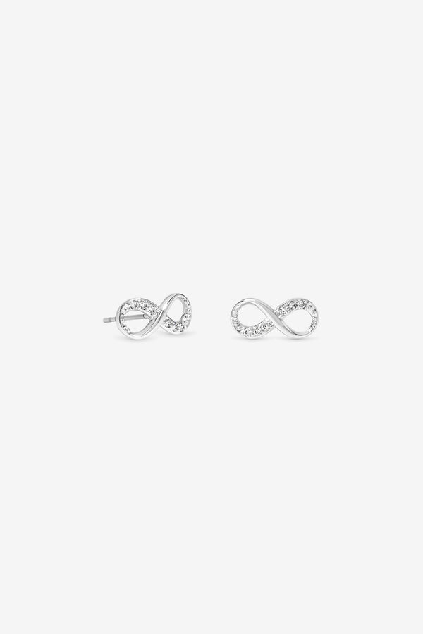 Navy Xmas Cracker - Silver Infinity Stud Earring