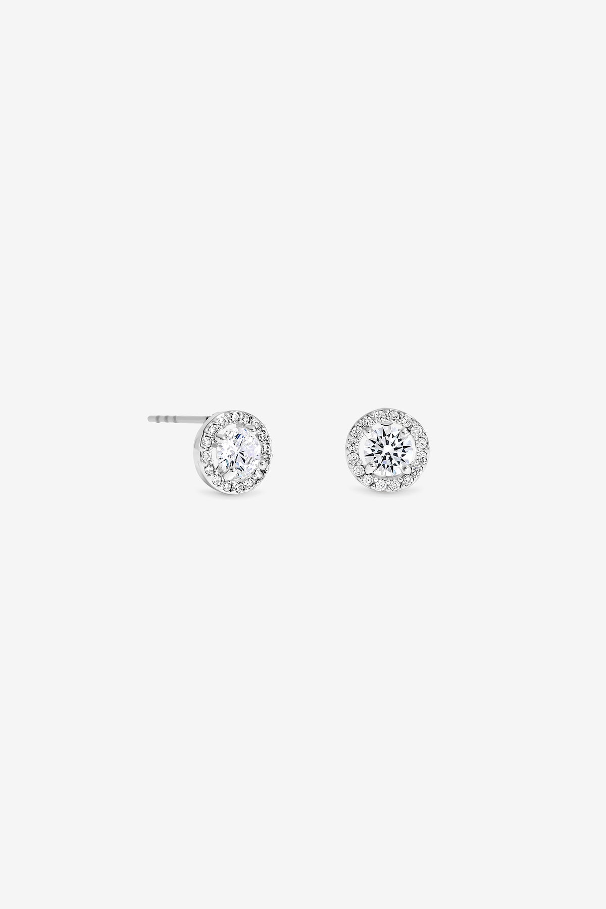 Navy Xmas Cracker - Silver Halo Stud Earring