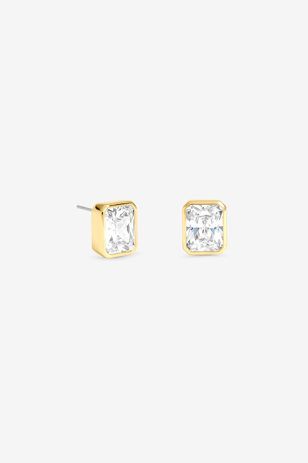 Jon Richard Gold Plated Crystal Square Stud Earrings