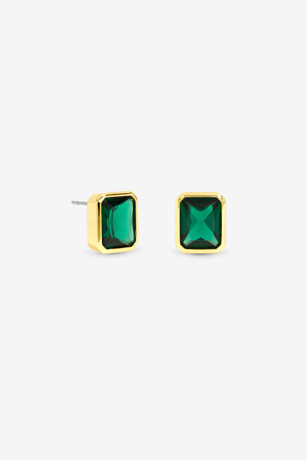 Jon Richard Gold Plated Emerald Stud Earrings