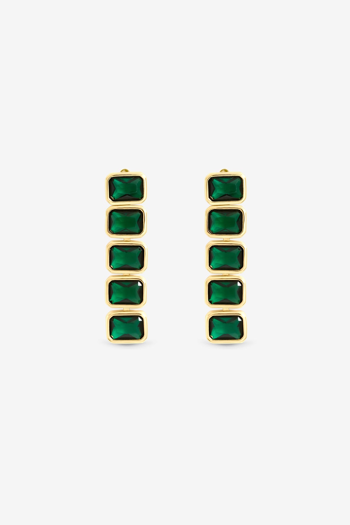 Jon Richard Gold Plated Emerald Bezel Drop Earrings