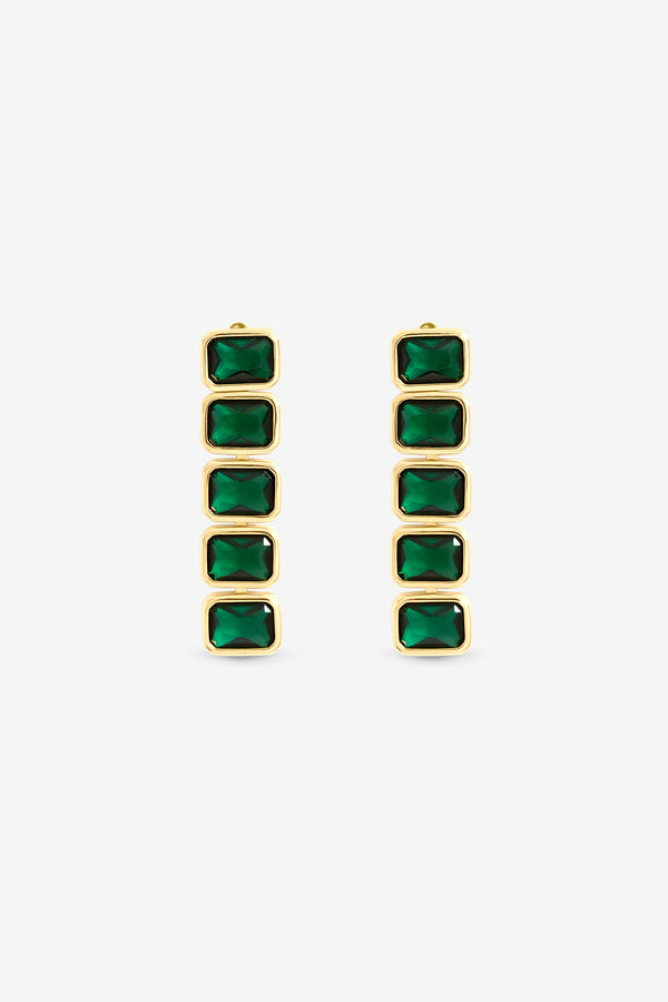 Jon Richard Gold Plated Emerald Bezel Drop Earrings