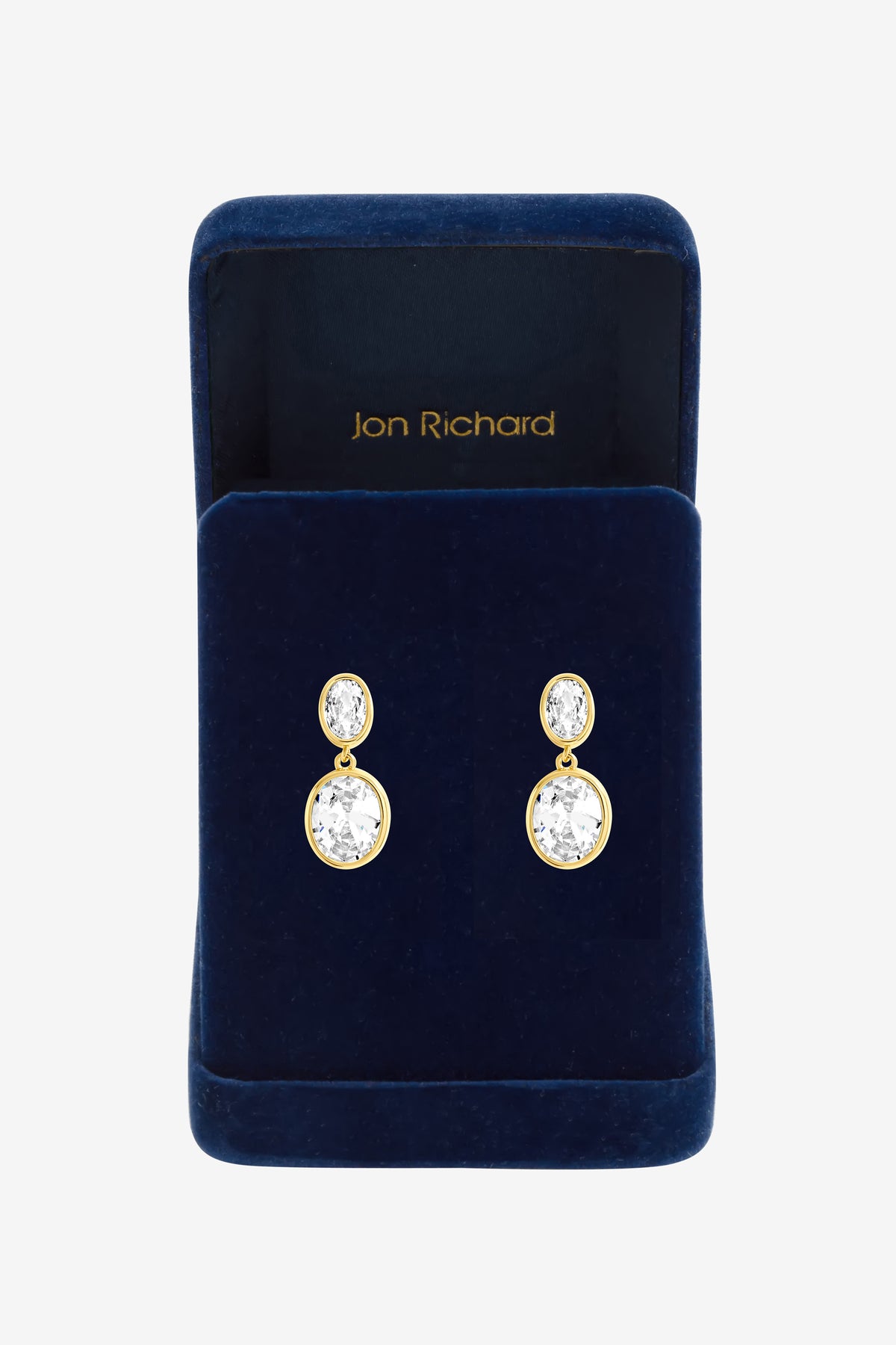 Jon Richard Gold Plated Crystal Oval Stud Earrings