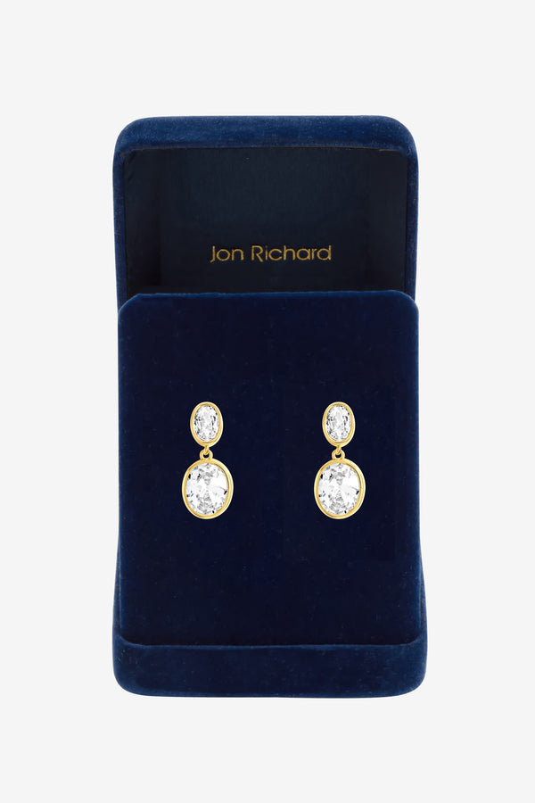 Jon Richard Gold Plated Crystal Oval Stud Earrings