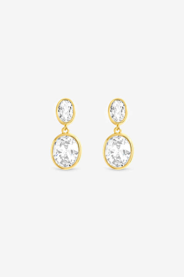 Jon Richard Gold Plated Crystal Oval Stud Earrings