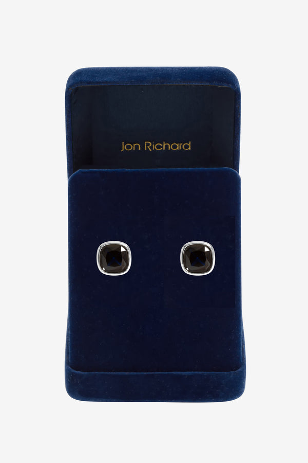 Jon Richard Silver Plated Sapphire Crystal Bezel Studs
