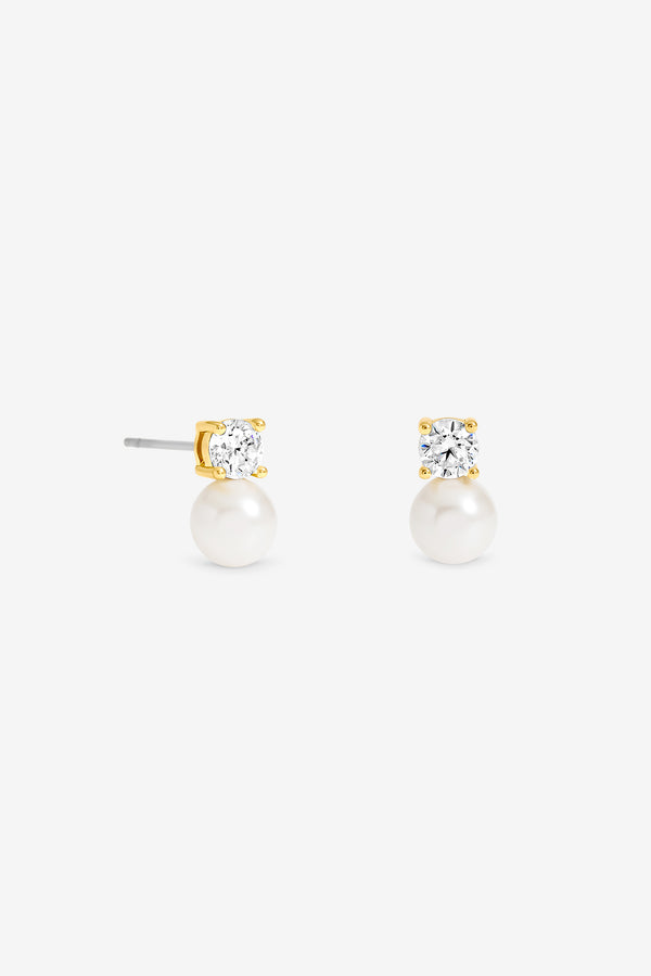 Jon Richard Gold Plated Mini Crystal And Pearl Earrings