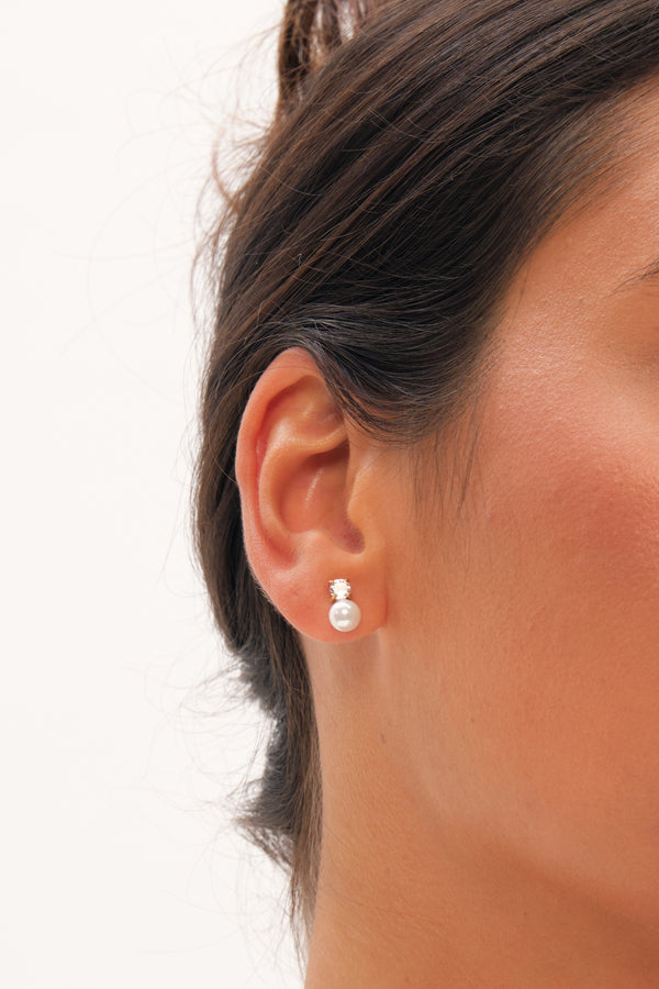 Jon Richard Gold Plated Mini Crystal And Pearl Earrings