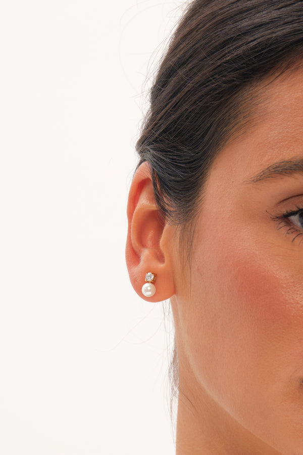 Jon Richard Gold Plated Mini Crystal And Pearl Earrings