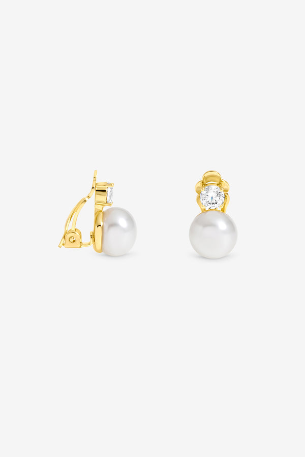 Jon Richard Gold Plated Crystal And Pearl Clip On Earrings