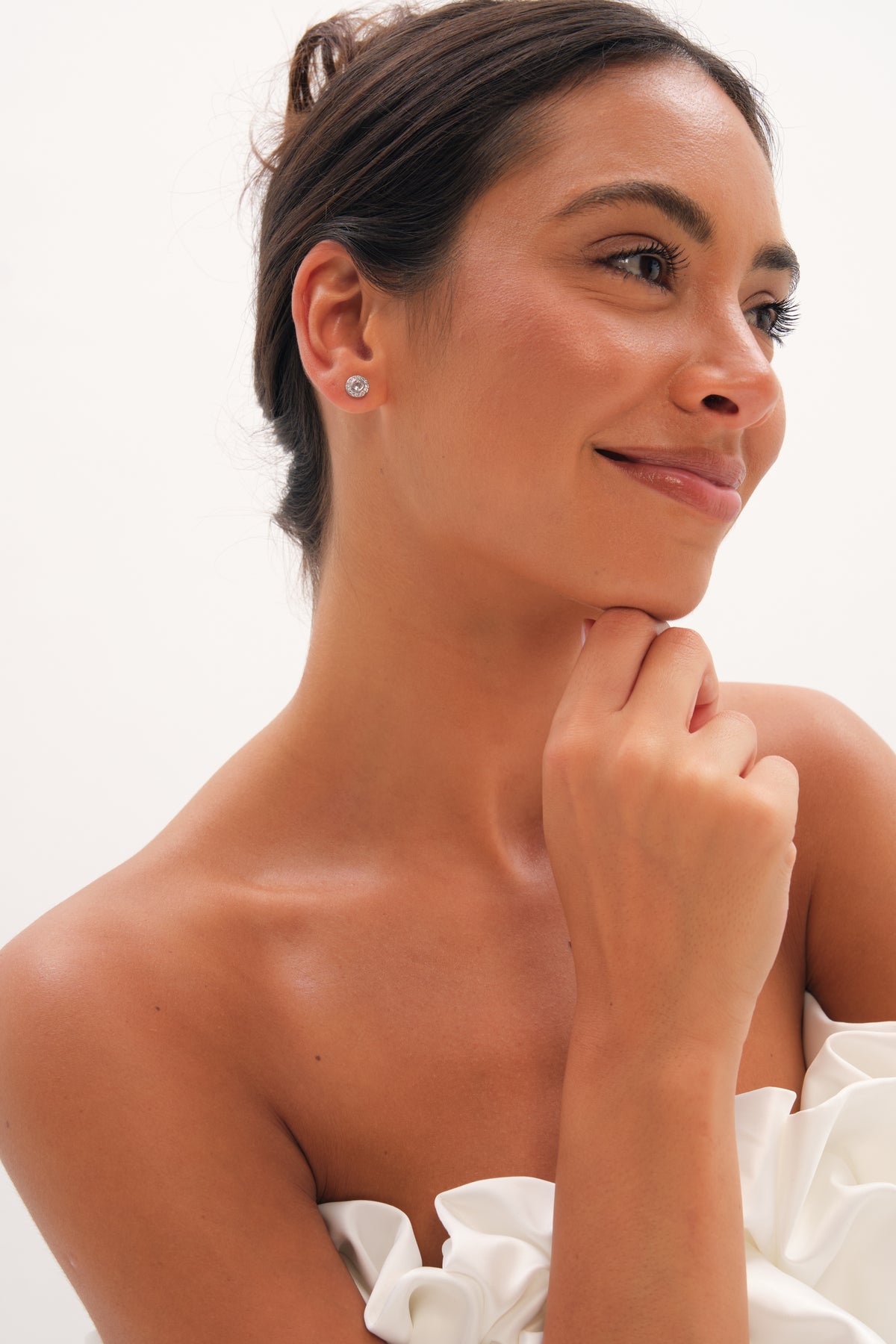 Jon Richard Rhodium Plated Mini Crystal Stud Earrings