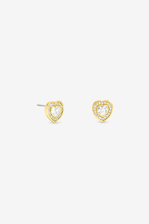 Jon Richard Gold Plated Mini Crystal Heart Stud Earrings