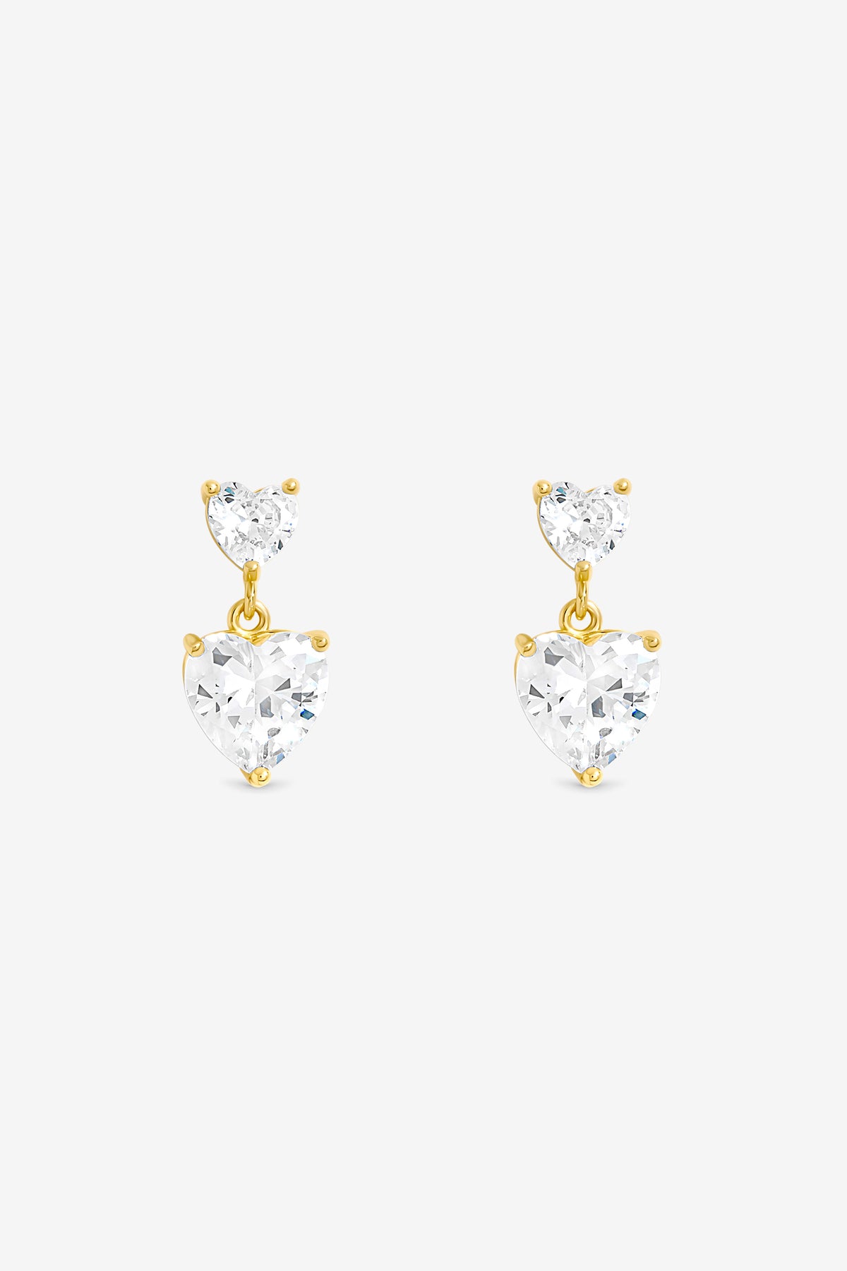 Jon Richard Gold Plated Double Heart Drop Earrings