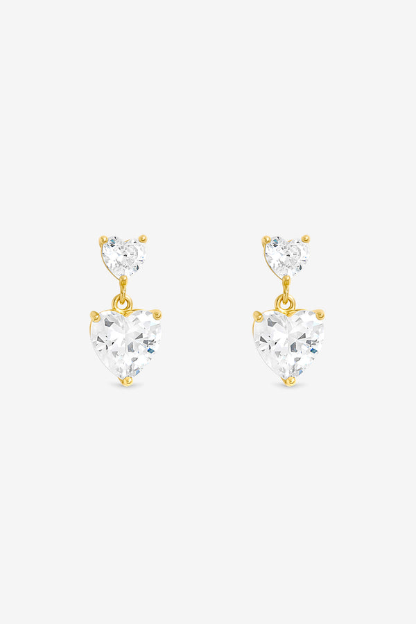 Jon Richard Gold Plated Double Heart Drop Earrings