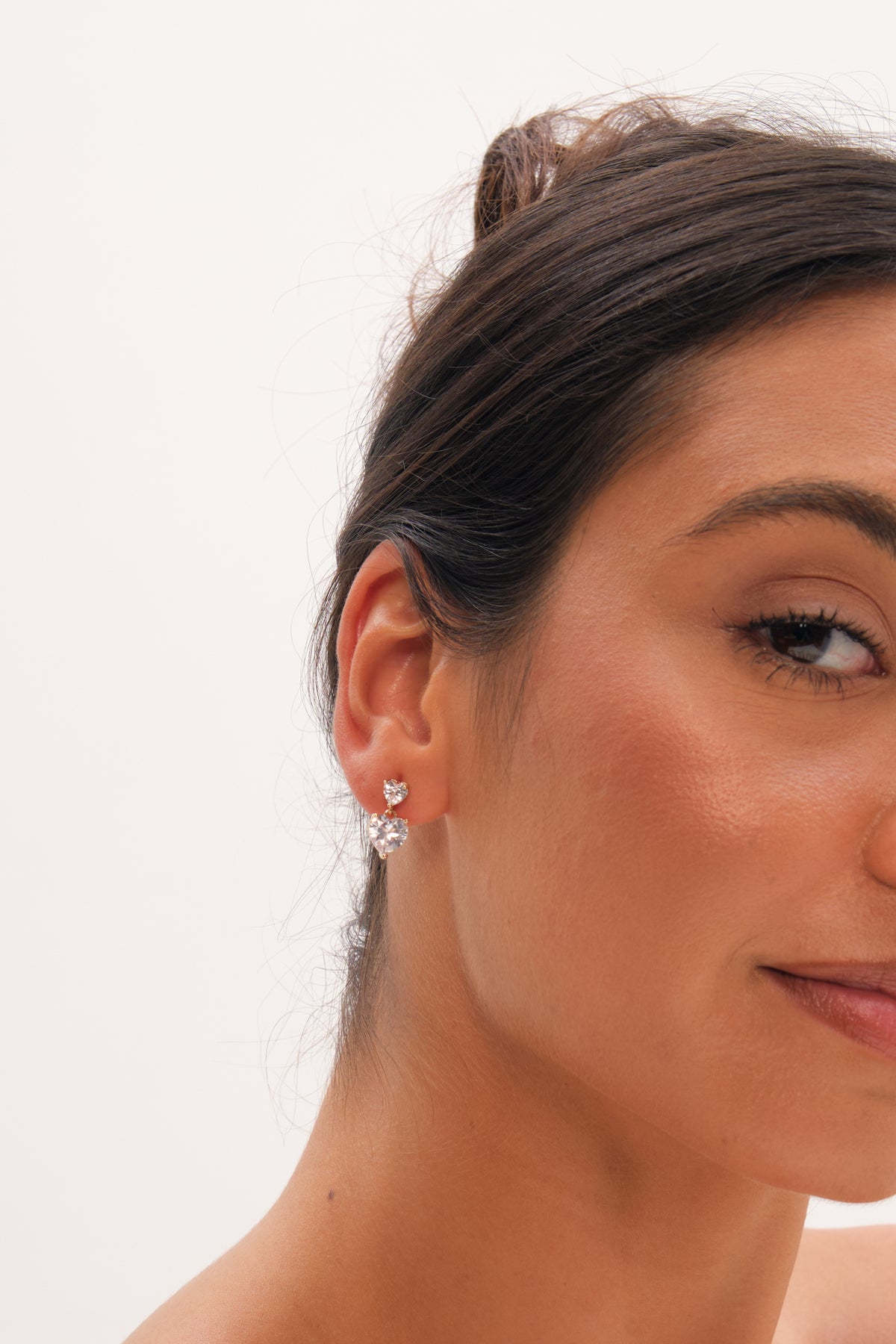 Jon Richard Gold Plated Double Heart Drop Earrings