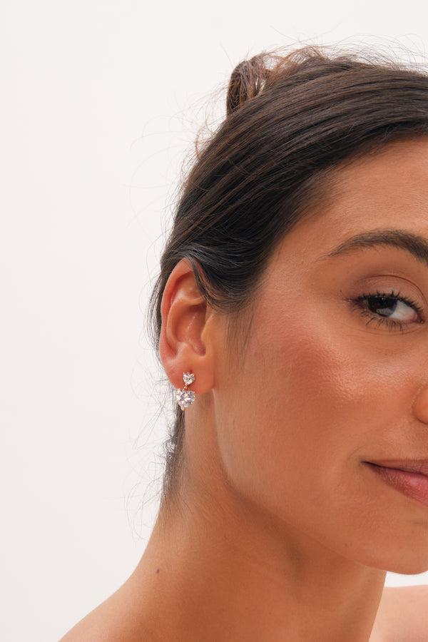 Jon Richard Gold Plated Double Heart Drop Earrings