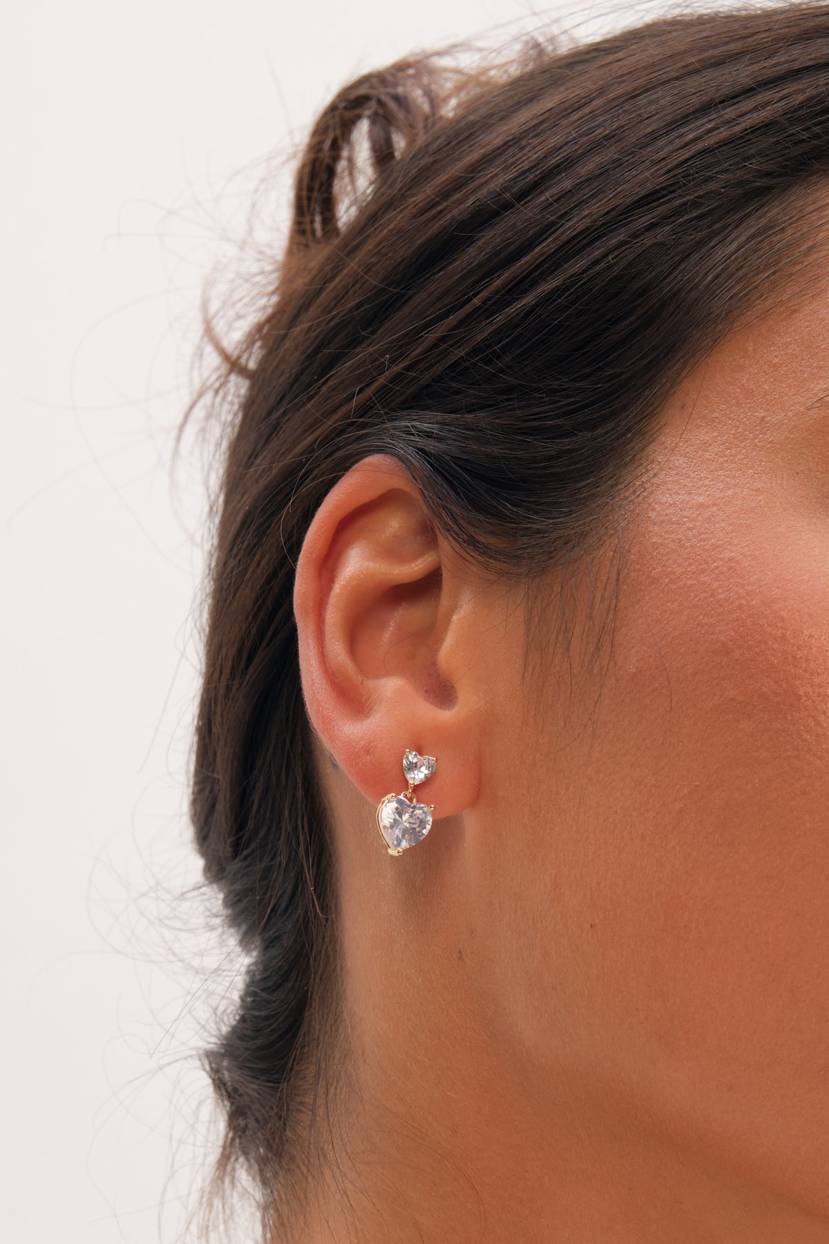 Jon Richard Gold Plated Double Heart Drop Earrings