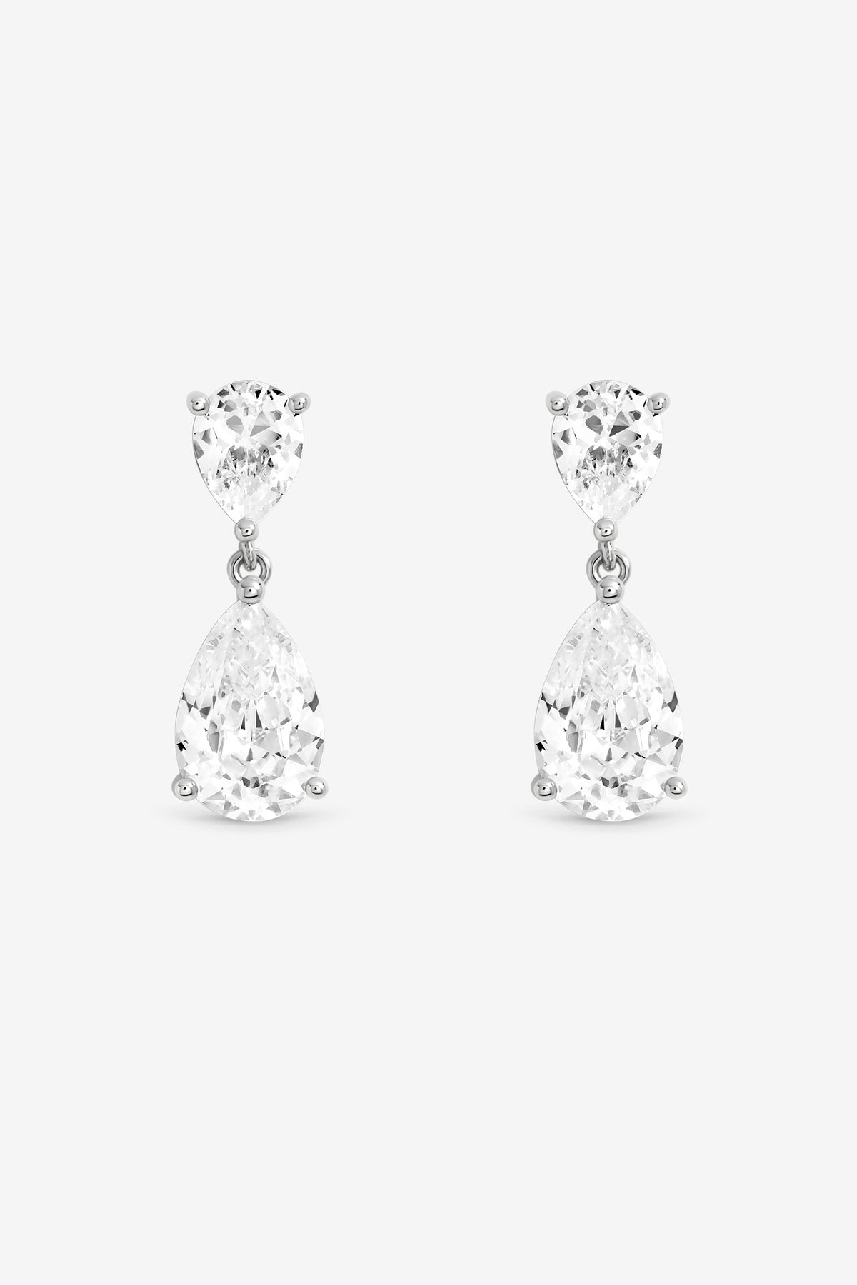 Jon Richard Rhodium Plated Pear Earrings