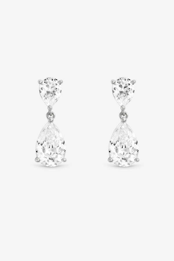 Jon Richard Rhodium Plated Pear Earrings