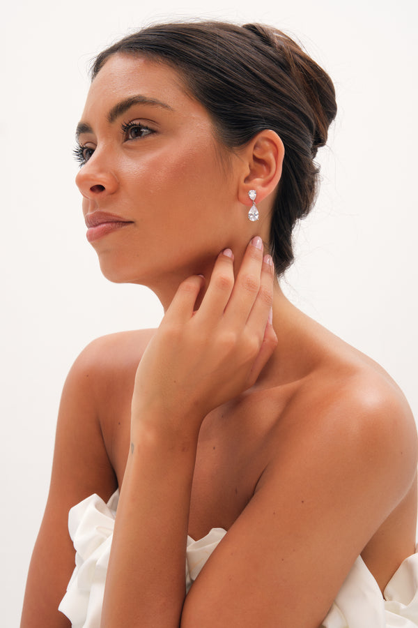 Jon Richard Rhodium Plated Pear Earrings