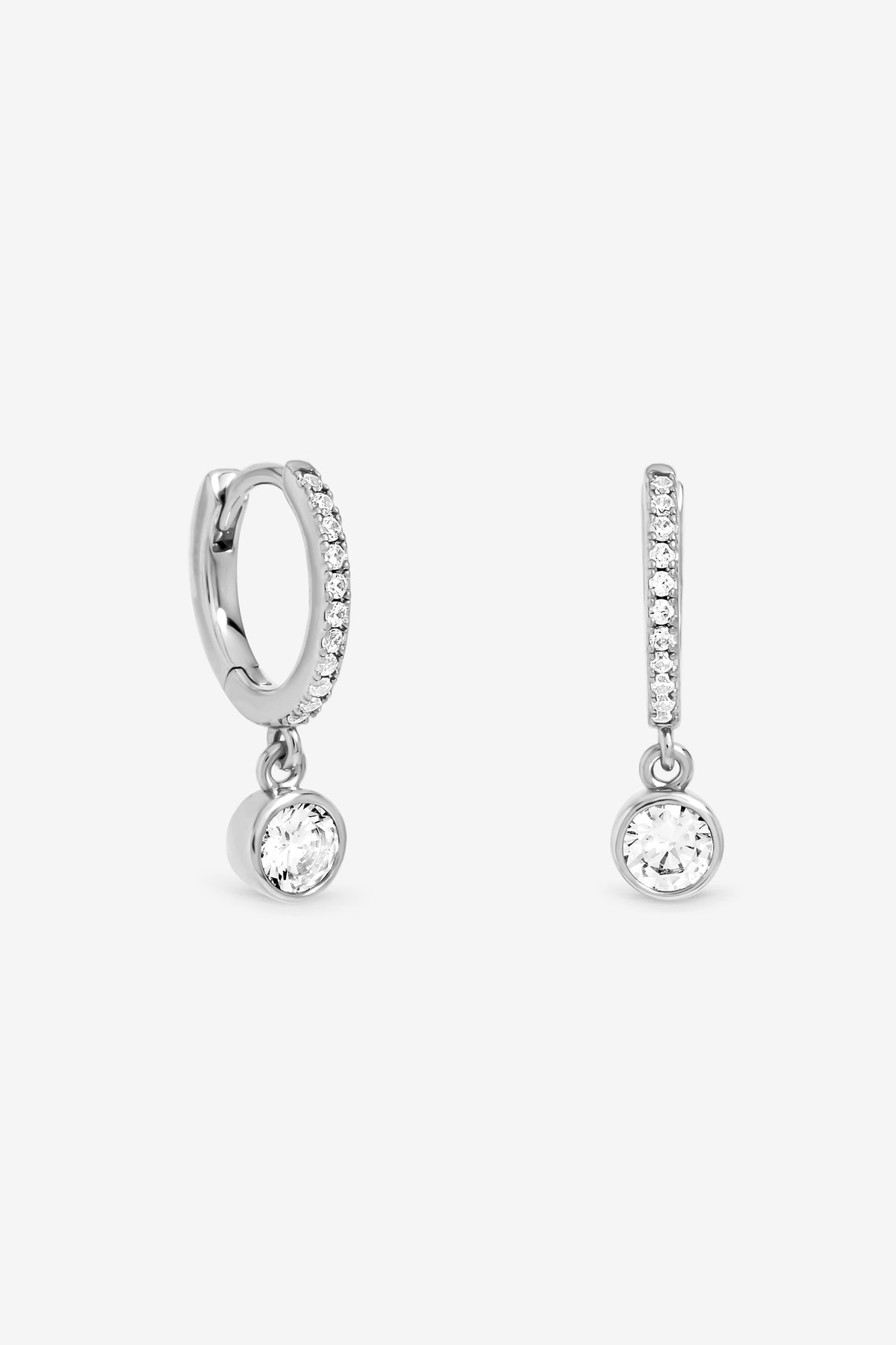 Jon Richard Rhodium Plated Mini Charm Hoop Earring