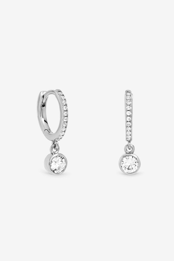 Jon Richard Rhodium Plated Mini Charm Hoop Earring