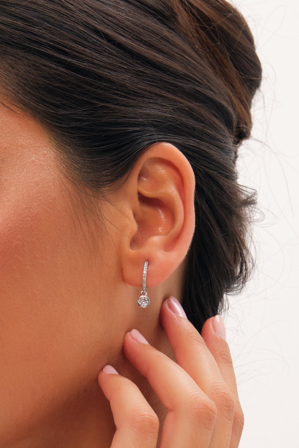 Jon Richard Rhodium Plated Mini Charm Hoop Earring