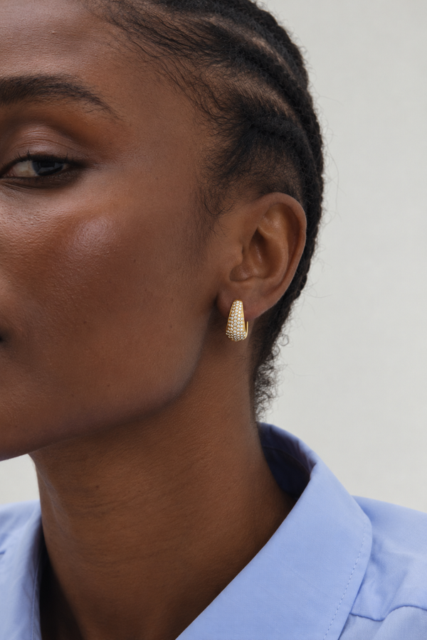 Jon Richard Gold Plated Small Pave Hoop Earring