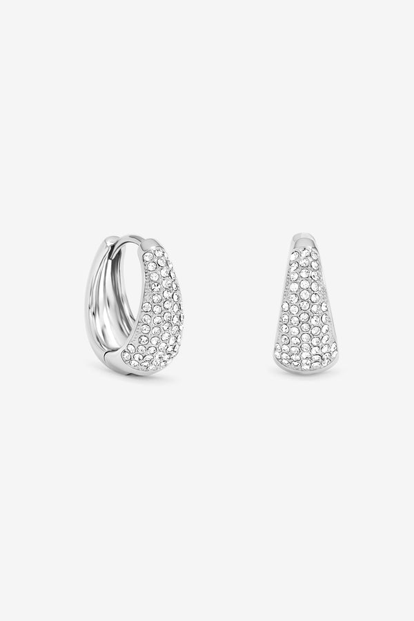 Jon Richard Rhodium Plated Small Pave Hoop Earring