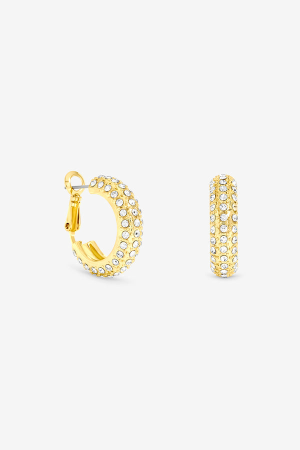 Jon Richard Gold Plated Medium Pave Hoop Earring