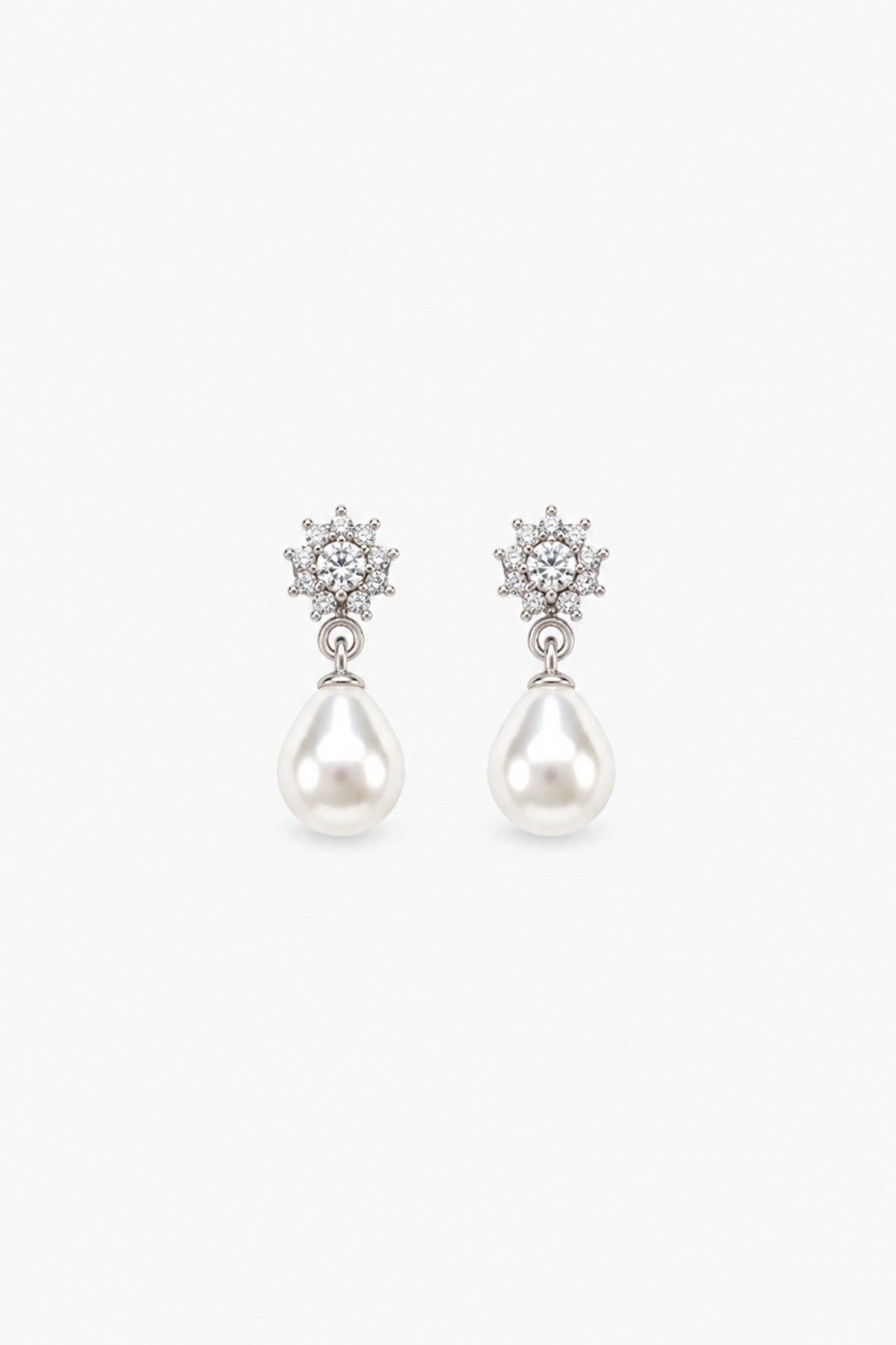 Jon Richard Silver Plated Crystal and Pearl Delicate Drop Earrings