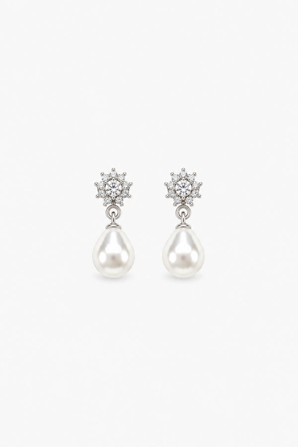 Jon Richard Silver Plated Crystal and Pearl Delicate Drop Earrings