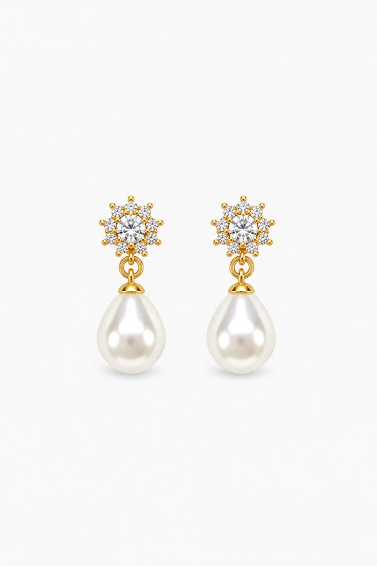 Jon Richard Gold Plated Crystal and Pearl Delicate Drop Earrings