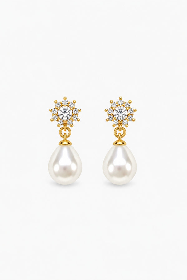 Jon Richard Gold Plated Crystal and Pearl Delicate Drop Earrings