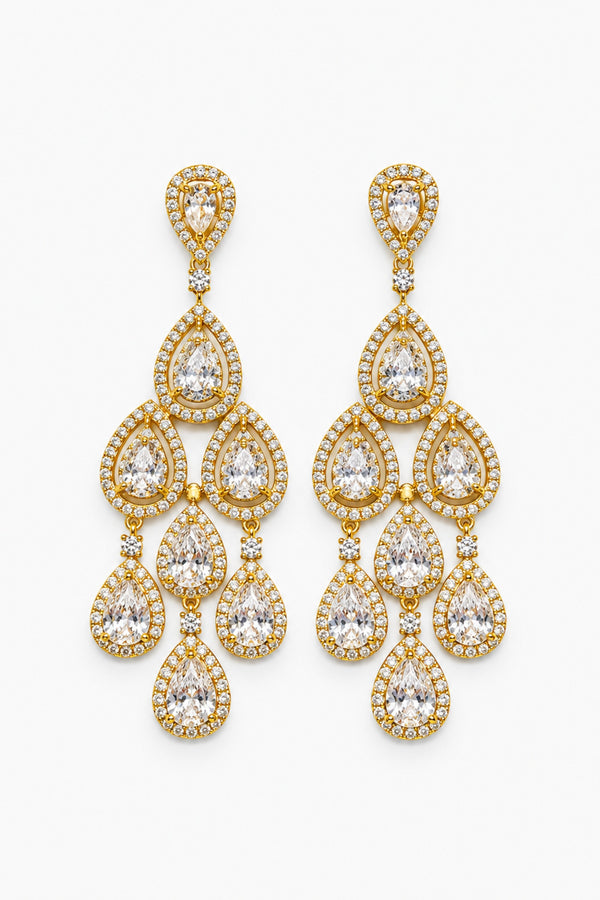 Jon Richard Gold Plated and Crystal Pear Statement Earrings