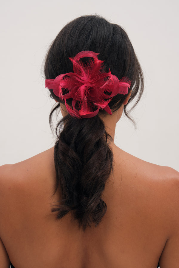 Jon Richard Burgundy Small Fascinator Clip