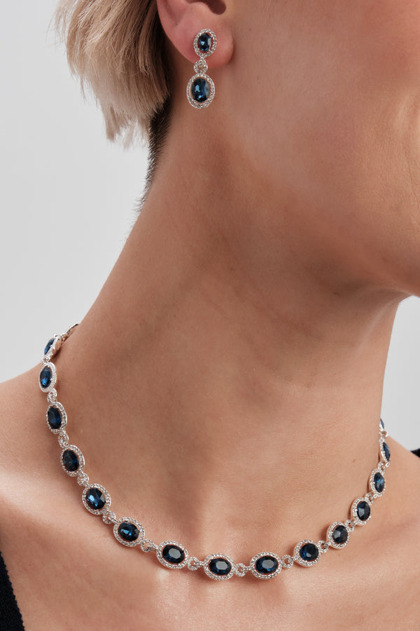JON RICHARD SILVER PLATE BLUE HALO  NECKLACE