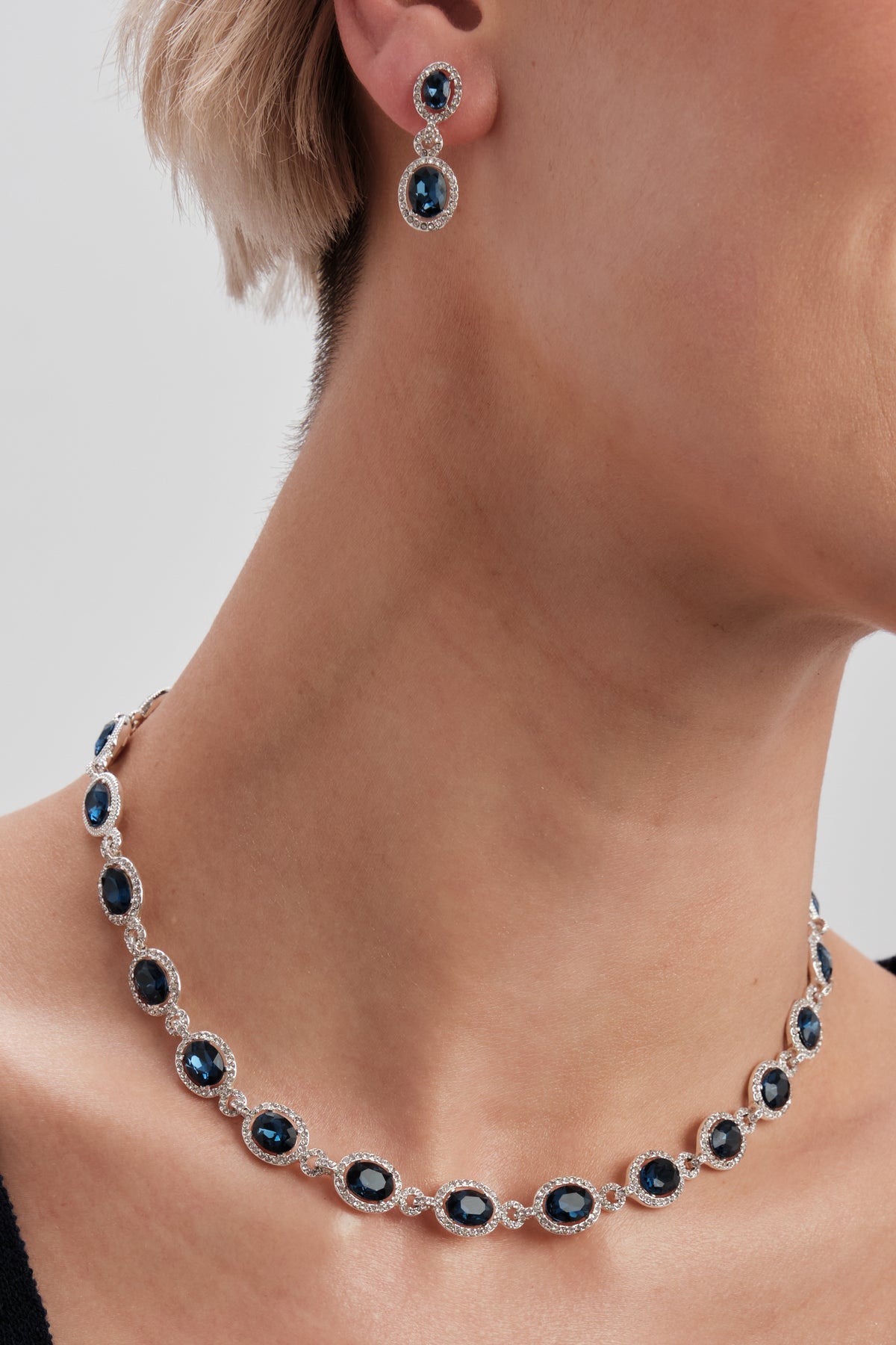 JON RICHARD SILVER PLATE BLUE HALO EARRING