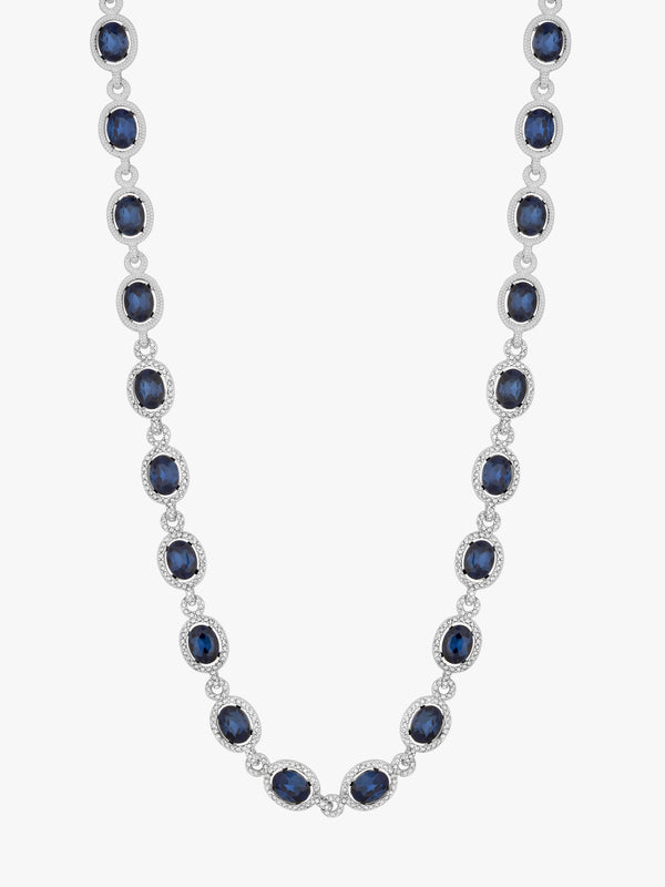 Jon Richard Silver Plated Blue Halo Necklace - Gift Pouch